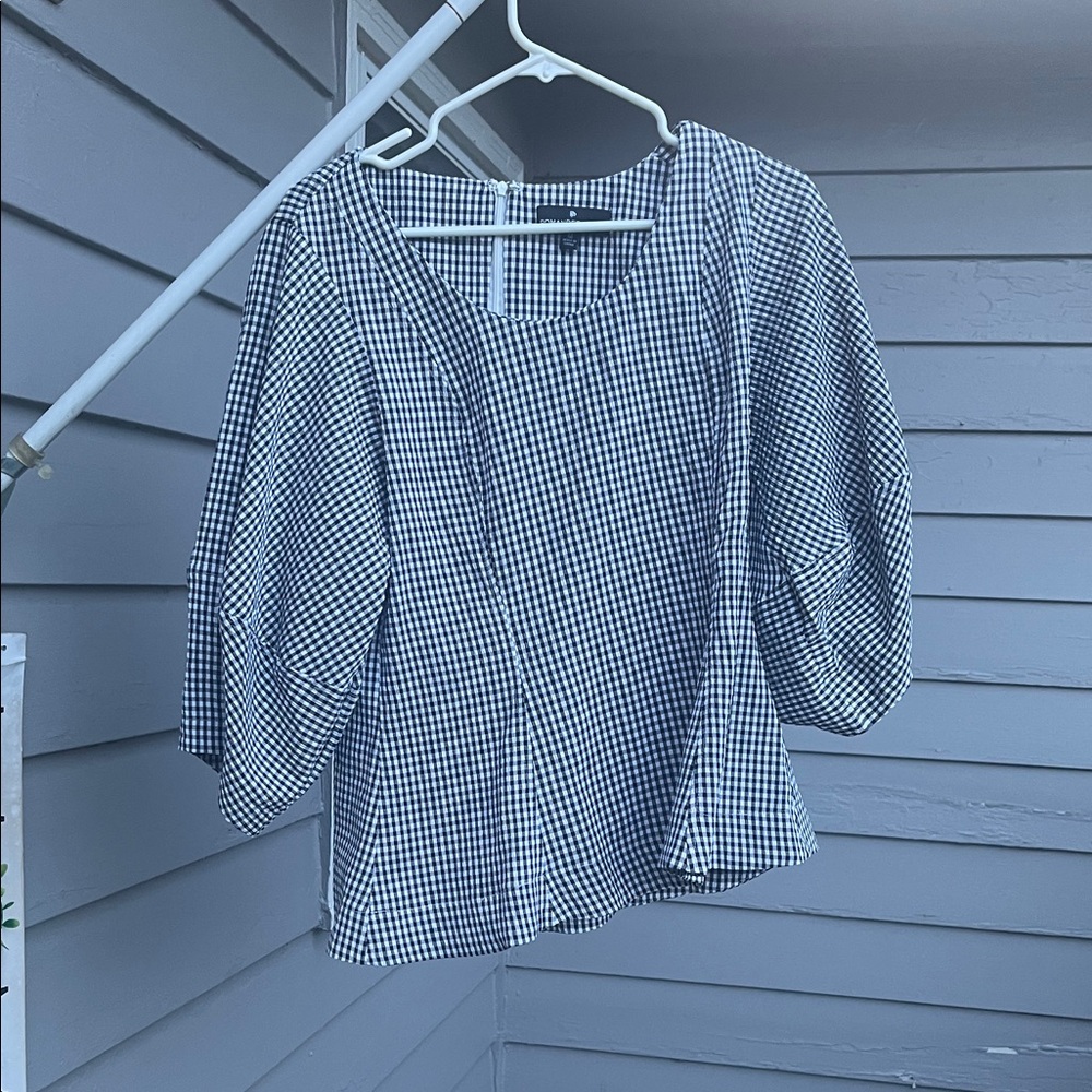 Pomander Place Black and White Gingham Blouse